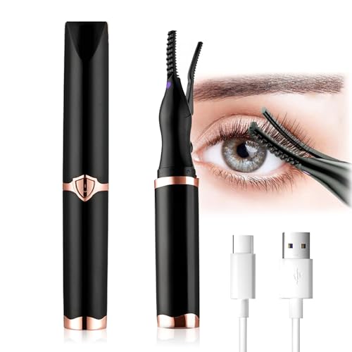 Heated Eyelash Curler - Mini Electric Eyelash Curler Fast Heat up - Rechargeable Heated Lash Curler for Natural Curling & Lifting - 3 Modes Travel Eyelash Makeup Tool for Beginners
