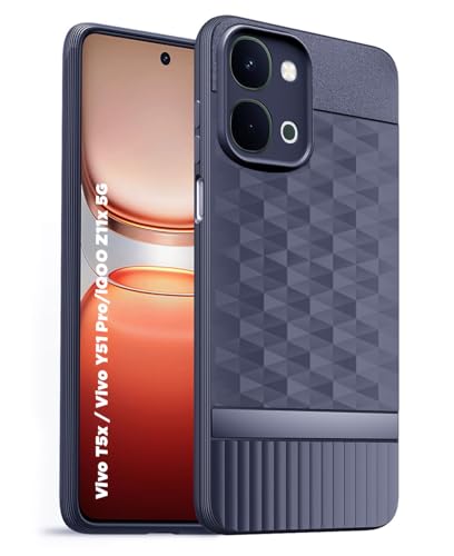 Image of SESS XUSIVE Back Cover for Vivo Y51 Pro 5G Camera Protection 3D Hexa Cube Design Silicone Protective Bumper Back Case for Vivo Y51 Pro 5G - Blue