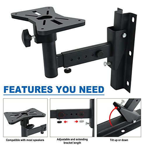 Yaeccc Pair of Speaker Wall Mounts, Universal Bookshelf Speaker Mounting Bracket,66 Lbs Capacity, Black