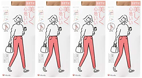 [フクスケ] 満足 ノンラン ひざ下 ショート ストッキング 4足組 レディース ハニーブラウン 22(22-25cm)