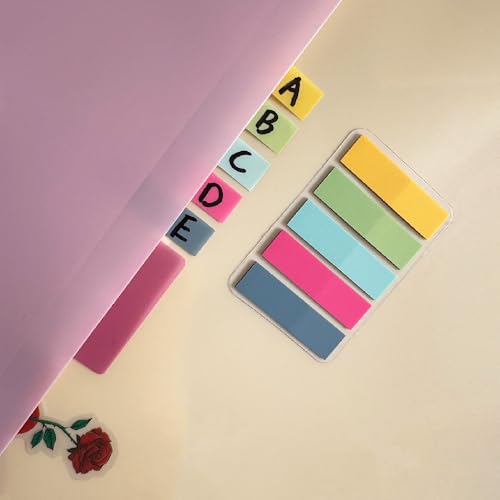 Image of ELII 500 PCS Sticky Tabs 2 Inch Index Tabs, Colored Page Markers | Repositionable Tags,Reading Tabs,Self Adhesive,Tape Flags for Books, Binders, Notebook and File Folders,Smooth Writing