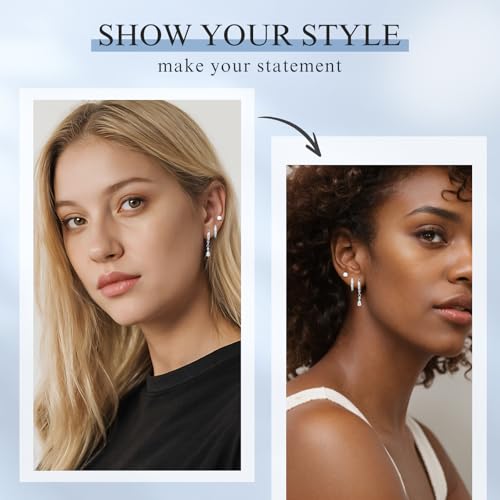 Opal Earrings Set for Women, Birthday Gift for Her, Sterling Silver | 14K Gold, Hypoallergenic S925 Hoop Stud Earrings for Women with Sensitive Ears, Dainty Stackable—Trendy 20254