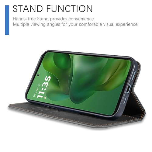 Image of Wallet Case for Motorola Moto G Power 2025 /Motorola Moto G Play 2025 - PU Leather Flip Cover with Card Holder Slots, Strong Magnetic Folio Kickstand Phone Case, Black