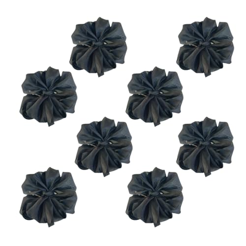 Image of Readymade Ribbon for School Girls - Soft Satin Bow Hair Accessory - Easy to Wear, Stylish & Neat Look - Ideal for School Uniforms bow in girls & Daily Use - Pack of 8 /School Ribbon in Kids / Black (black, More Coverage)