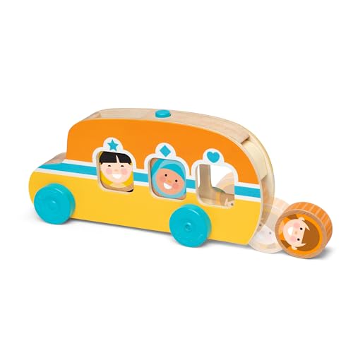 Image of Melissa & Doug GO Tots Wooden Roll & Ride Bus with 3 Disks School Bus Toys for Babies and Toddlers - FSC-Certified Materials (Pack of 6)