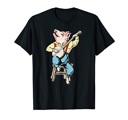 Banjo Pickin' Pig! Funny Vintage Bluegrass Festival Graphic T-Shirt