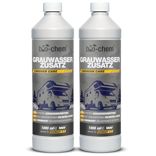 bio-chem Grauwassertank-Zusatz - 2X 1000 ml Konzentrat - Tank-Reiniger f&uuml;r Schmutzwasser-, Grauwasser- und Abwasser-Tank von Wohnmobil, Wohnwagen - Made in DE