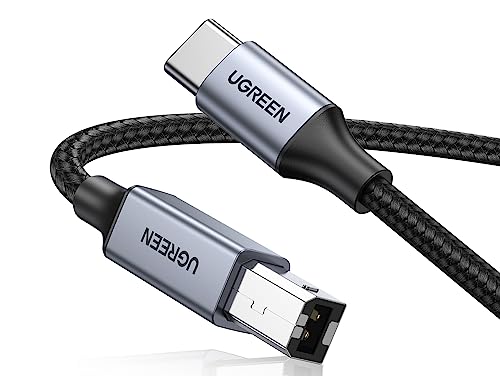 UGREEN Printer Cable USB C to B 2.0 Scanner Cord Nylon Braided Wire Compatible with Epson HP Brother Lexmark Printers Yamaha Digital Piano Midi Keyboard DAC iPhone 17 3M (Grey)