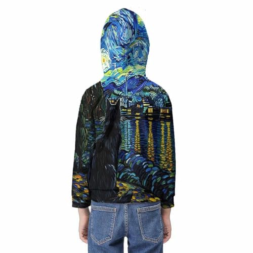 Sweat à capuche enfant chat 3D confortable taille 9-11 ans