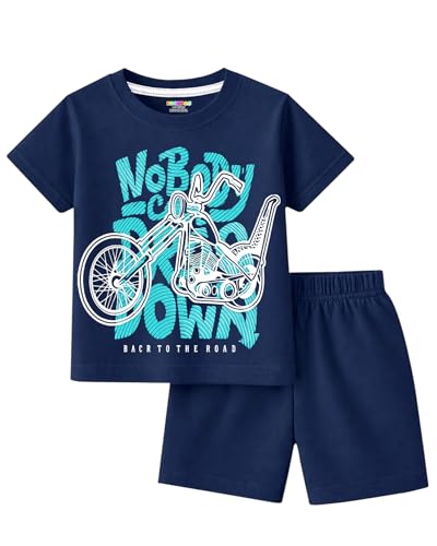 Image of Kuchipoo Boys Cotton T-Shirt & Shorts Set | Half Sleeve Round Neck Top with Elastic Waist Shorts | Soft & Comfortable Casual Wear for Kids | Pack of 3