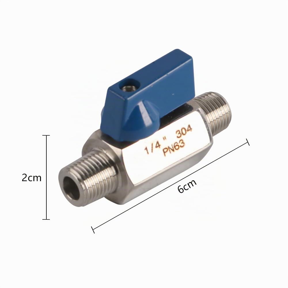 Mini-vanne à Boisseau sphérique en Acier Inoxydable Mini-vanne à Boisseau sphérique 1/4 Pouce BSP mâle à mâle Vanne d'arrêt