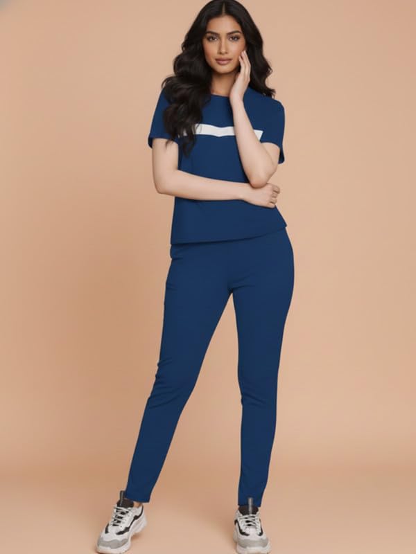 Image of DTR FASHION Women's Cotton Blend Front Taped Tracksuit | Co-ord Set For Women| Active Wear Suit Set For Women| Track Suit Set For Women
