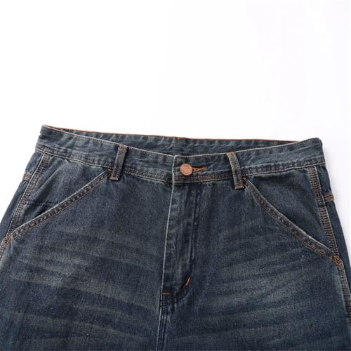 Men's Loose Fit Carpenter Jeans, Workwear Denim, Multi-Pockets, Straight Leg, Vintage Utility4