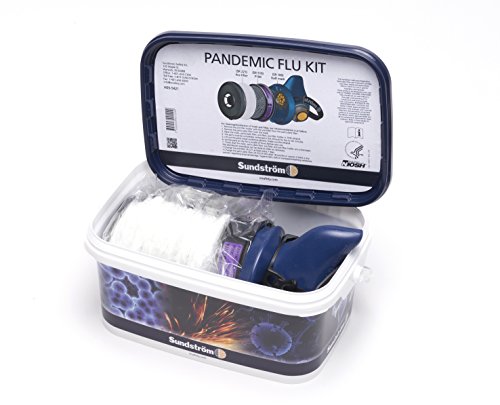 Sundstrom H05-5421M Pandemic Flu Respirator Kit with SR 100 M/L Silicone Half Mask, P100/HE Particulate Filter and Prefilters
