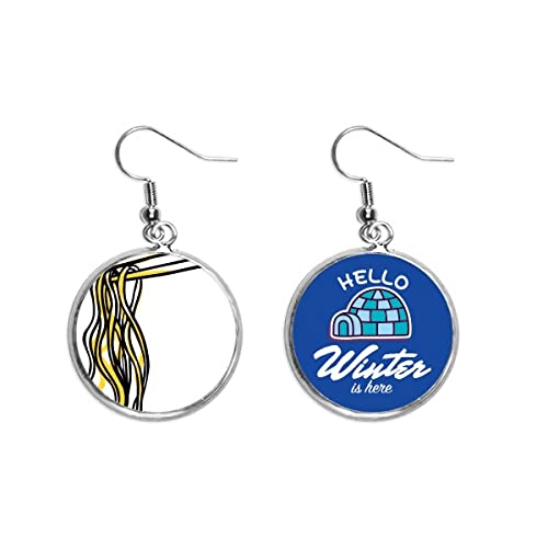 Regalo original de fideos chinos en pendientes colgantes de invierno para ella