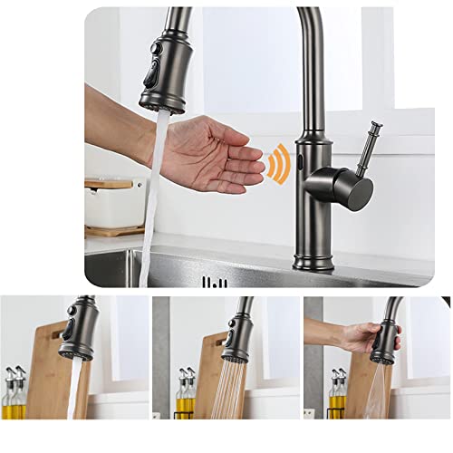 Robinet mitigeur de cuisine design en acier inoxydable finition gun grey