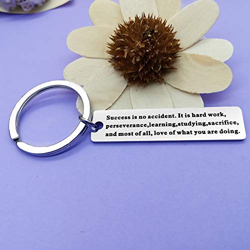 Success is No Accident Inspirational Quote Keychain Sport Player Motivational Gift keyring Encouragement jewelry Gift for Football Fans Soccer Players