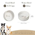MALACASA Ceramic Dog Food Bowl, 3.5 Cups or 32oz Dog Food Water Dish for Mudium Breeds, Pet Bowl Dishwasher & Microwave Safe, Five-Leaf Grass, Series Lydia - Image 2