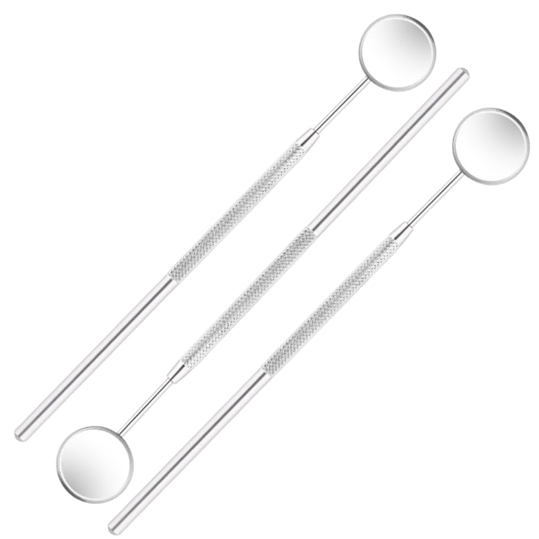 Espejos Dentales de Acero Inoxidable 16cm, Espejos de Inspección Bucal con Mango Antideslizante, Cabezales Desmontables