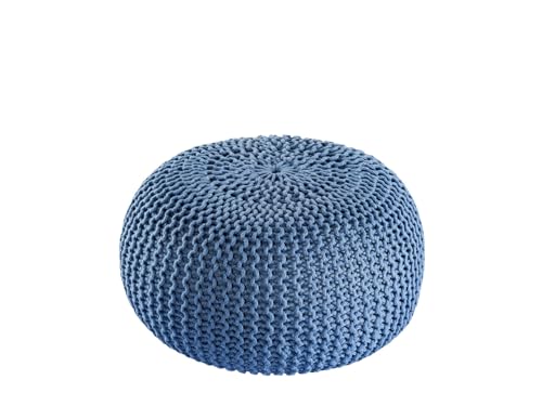 kreatives Wohnen Pouf Premium ø45cm Sitzhocker Strickpouf Innen Terrasse Pool Garten nachhaltig blau - Mallard Blue
