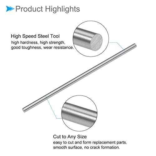 CoCud Runde Stahl Rod 5mm Durchmesser 150mm Länge Hochleistungsstahl Stabstahl Handwerk Basteln Gerät - (Verwendung: für Bohrer Drehbänke Bohrmaschine) 2Stk