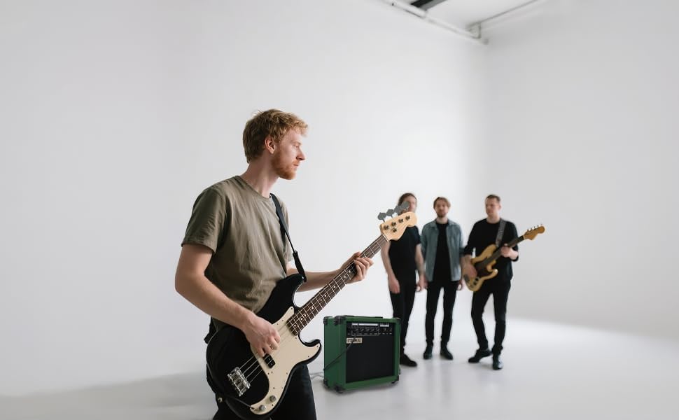 Miniatura 7 de Amplificador de guitarra de bajo eléctrico de 20 W, amplificador de práctica de escenario de rendimiento, pequeño viaje portátil con conector para