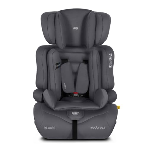Neobreez i-ELEK 3 in 1 Universal Childrens i-Size Toddler Car Seat ECE R129 Group 1/2/3 High Back Booster Seat Adjustable Headrest 3-Point Safety Belt 5 Point Harness(9-36 kg 76-150 cm 9m to 12yrs)
