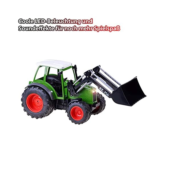 HIMOTO HSP RC Ferngesteuerter Traktor mit Frontlader, Landmaschinen-Fahrzeug mit Sound und Beleuchtung, inkl. 2.4GHz Fernsteuerung, Akku und Ladekabel, LKW, Auto, Car – Bild 3