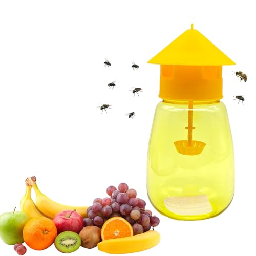HAOBIN Trampa Moscas Fruta Trampa para Moscas de la Fruta Reutilizable Eficaces trampas ecológicas para Moscas de la Fruta para Cocina, Interior y Exterior Trampas para Moscas de la Fruta (Amarillo)
