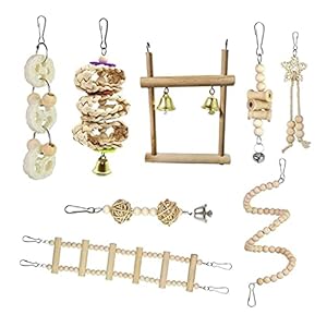 Vogelspeelgoed Traumdeutung 8 stks/set Bird Parrot Toys Houten Hangende Swing Hangmat Climbing Ladders Perches Vogel…