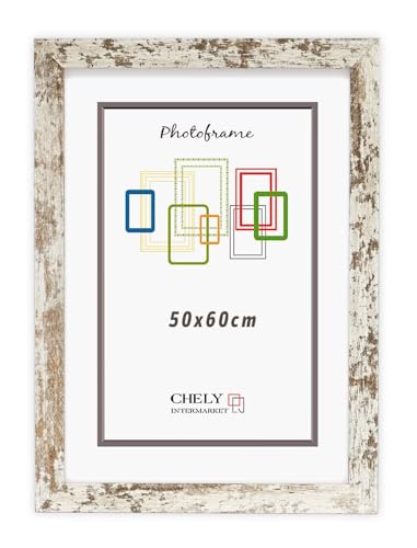 CHELY INTERMARKET MOD204 Marco Fotos Decorativo Estilo Clásico Vintage 50x60cm Madera MDF con Metacrilato Diseño Montaje Vertical Horizontal Ideal Diplomas Certificados Fotografías