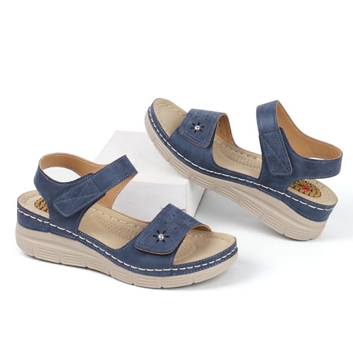 Image of JABASIC Women Comfortable Sandals Orthotic Walking Sandals Orthopedic Arch Support Sandals