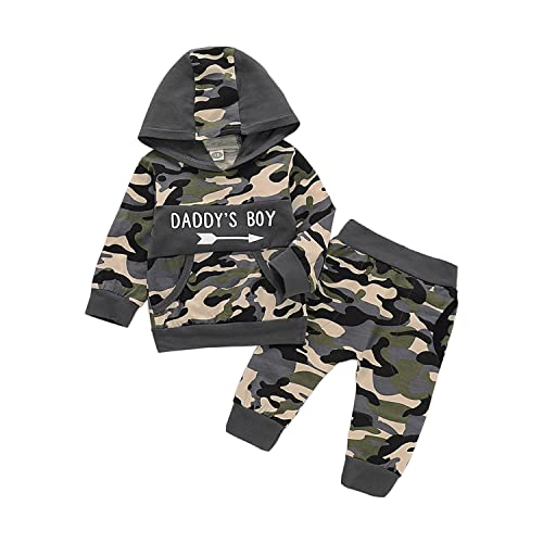 Verve Jelly Conjunto de pantalones de camuflaje con estampado de letras para bebés recién nacidos, conjunto de 2 piezas de ropa de otoño 70 Camo-DADDY'S BOY 0-6 meses