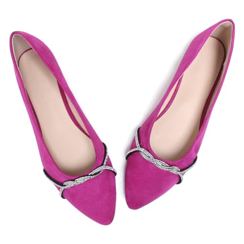Image of TN TANGNEST Womens Casual Flats Chain Ballet Flats | Fashion Pointed Toe Rhinestone Flats, Comfort Slip On Dress Shoes for Business Work Office Wedding Party