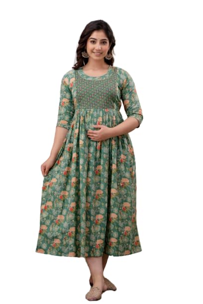 Fit and Flaired Cotton Printed I Maternity I Kurti I Kurta I Gown I Midi I Maxi I Feeding Kurti I for Women