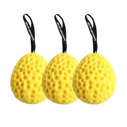 3 PCS Éponges de Bain pour Corps, Éponge de Bain Exfoliante de Nid d'abeille, Éponges de Douche avec Corde, Éponge de Nettoyage de Corps Douce, Éponge de...