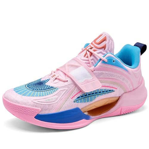 CJSPORX Men Women Basketball Shoes Breathable Non Slip Outdoor Fashion Sneakers Pink-9 Size 9