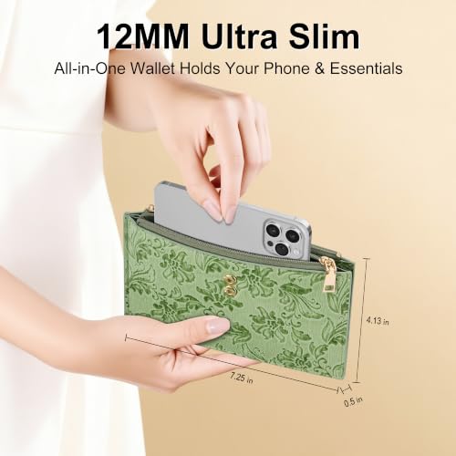 Image of Travelambo Womens Leather Bifold Wallet, Slim RFID Blocking Card Holder