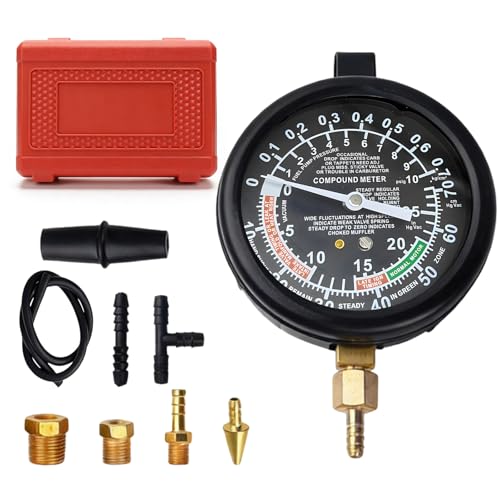 WIYETY TU-1 Vakuumtester: Präziser Unterdruck Tester, Zuverlässiger Benzinpumpe Drucktester, Langlebiges Vakuummeter, für Kfz-Werkstatt und Reparatur, 27×19.5×5cm