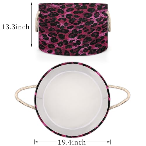 Grand panier de rangement rond imprimé léopard pliable pour linge
