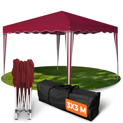 Kronenburg Faltpavillon wasserdicht Dachmaß 3 x 3 m UV Schutz 50+ Pavillon in Rot