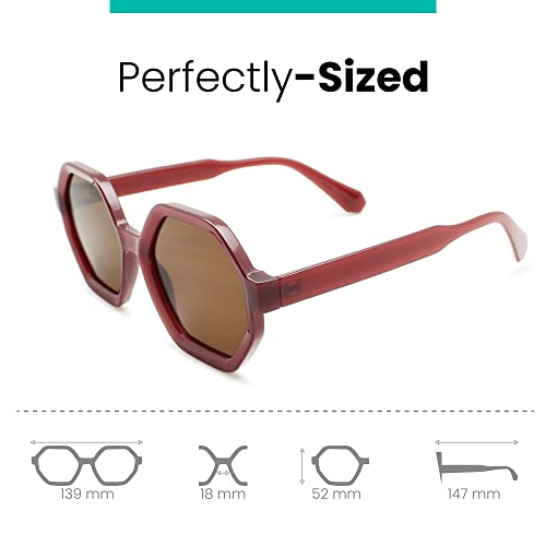 2SeeLife Hexagon Oversized Sunglasses Womens With Full Sun-Protection - Sturdy Womens Sunglasses - Retro Shades For Women4