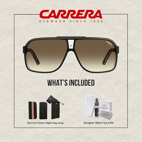 Carrera Grand Prix 2/S 0807/HA 64MM Black/Brown Gradient Rectangular Sunglasses For Men For Women + BUNDLE with Designer iWear Eyewear Kit2