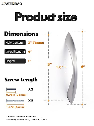 Image of 20 Pack Brushed Nickel Cabinet Pulls 3 Inch Arch Twisted Silver Handles Drawer Kitchen Cupboard Bathroom Dresser Cabinet Hardware Zinc Alloy