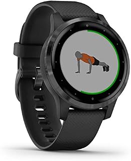Garmin Vívoactive 4S, Smaller-Sized GPS Smartwatch, Features Music, Body Energy Monitoring, Animated Workouts, Pulse Ox Sensors and More, PVD Black/Slate (Renewed)