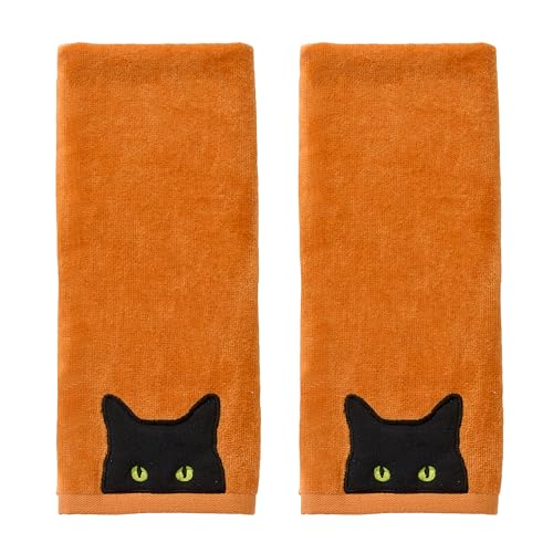 Image of SKL Home Halloween Shadows Eyes Hand Towel Set-2pc, 100% Cotton, Orange