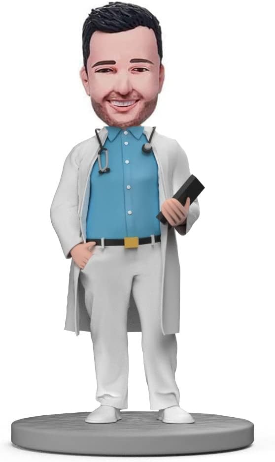 Custom Bobble-Heads Figurine Customized Doll, Fitness Male Doctor Custom Bobble Head, Bobble Head Figures Handmade Personalized Sculpture Gift for Man