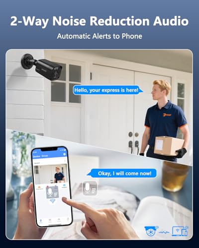 Image of (2026 New) 4K PoE Security Camera System Outdoor, 8CH NVR with 10.2 inch IPS Monitor & 1TB HDD, 4 Cameras, 130 Wide Angle, AI Human Detection, Two-Way Audio, No Monthly Fee