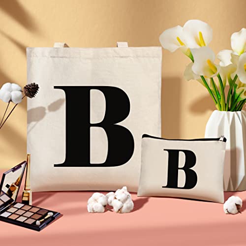 Aunool Canvas Tote Bag For Women Initial Small Tote Bag Makeup Bag Bridesmaid Bags Personalized Gifts For Women Monogrammed Gift Ideas For Birthday Valentine's Day Mother's Day Anniversary Letter L #TOP5