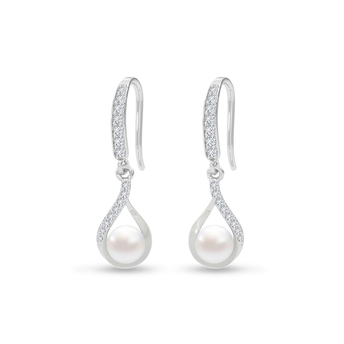 Clara 925 Sterling Silver Real Pearl Pendant Earrings Chain Bracelet Ring | Platinum Plated, Swiss Zirconia | Gift for Women & Girls